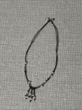 Pearl Accent Black Cord Women's Necklace